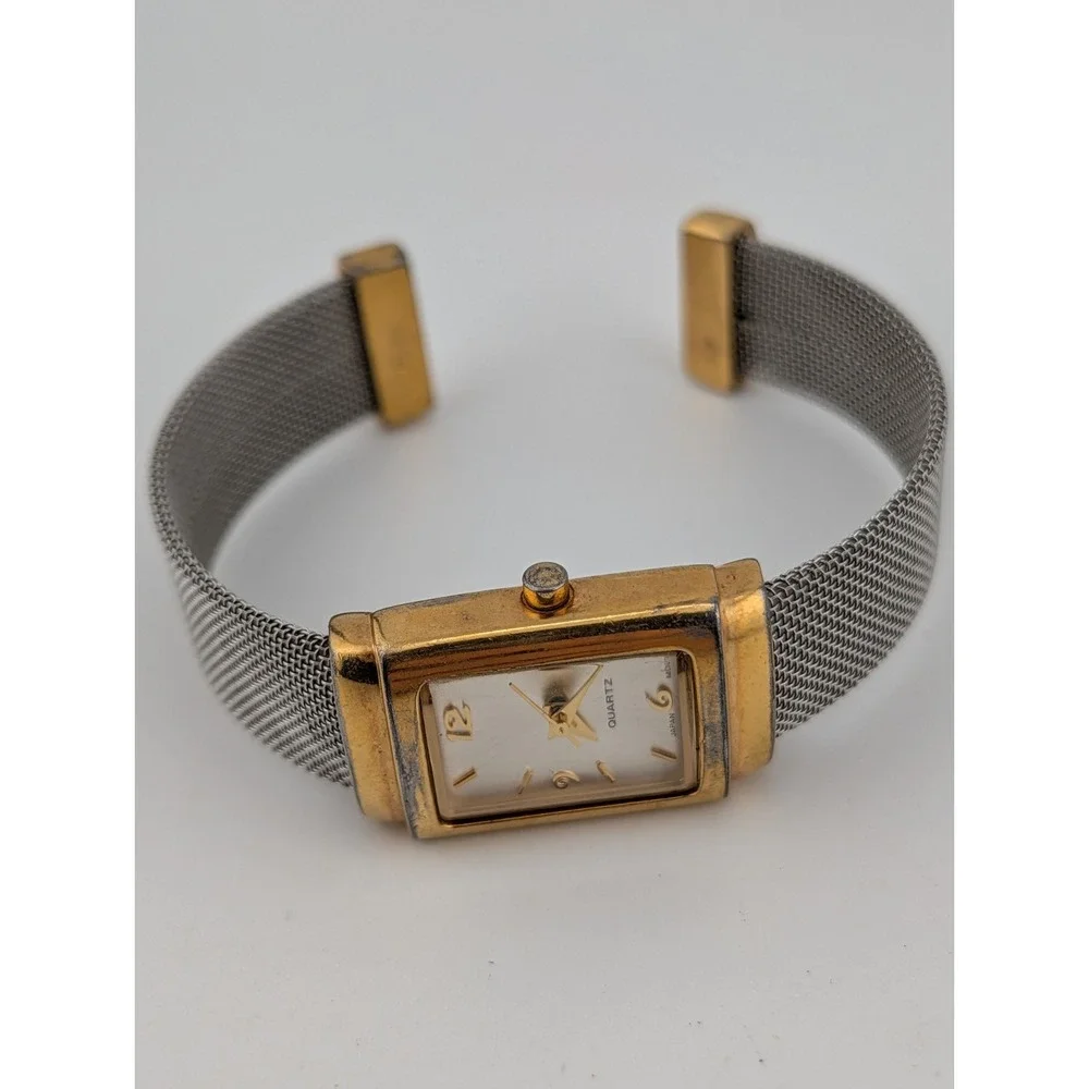 Vintage Avon Women's Watch 21mm Case Silver Mesh Metal Bangle Band- New Battery